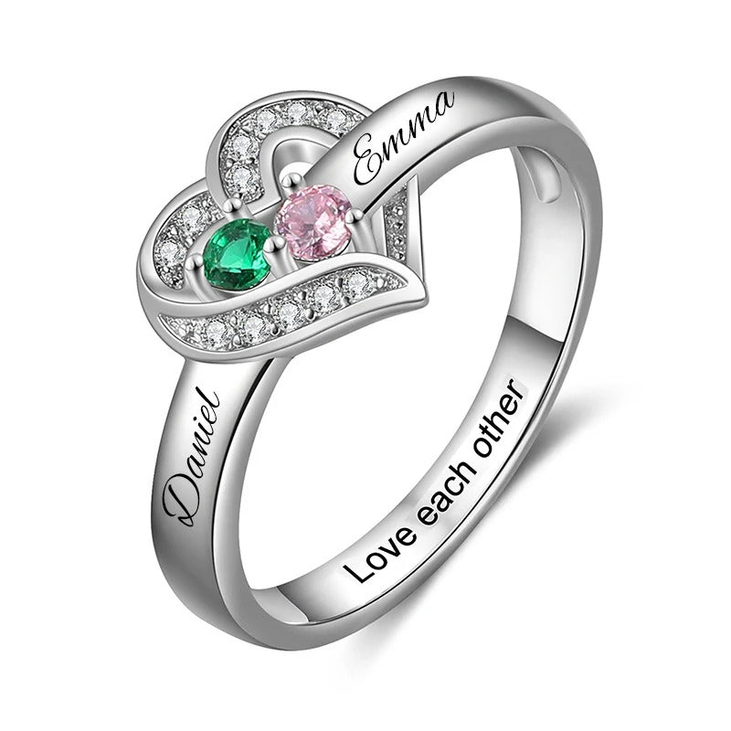 Custom Birthstone Name Ring