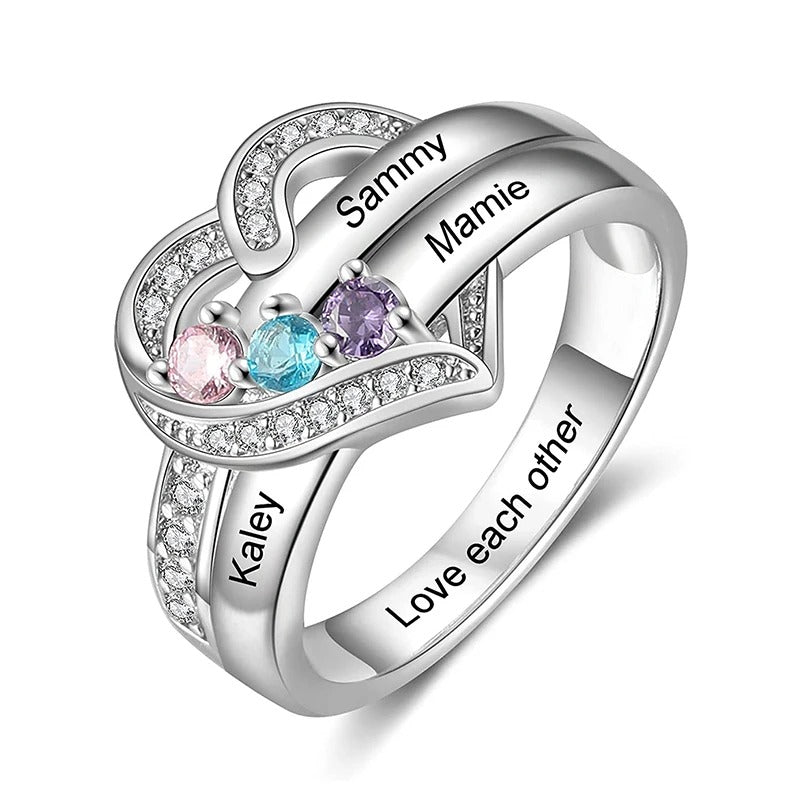 Custom Birthstone Name Ring
