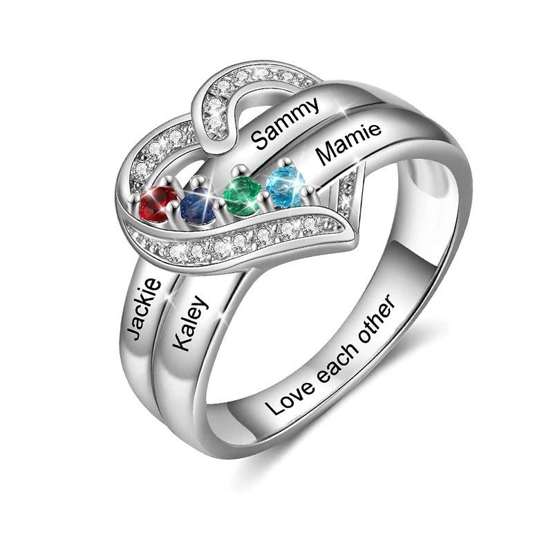 Custom Birthstone Name Ring