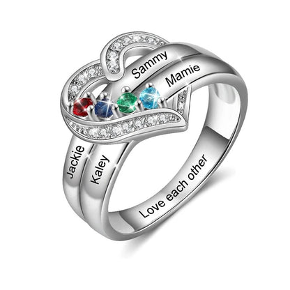 Custom Birthstone Name Ring