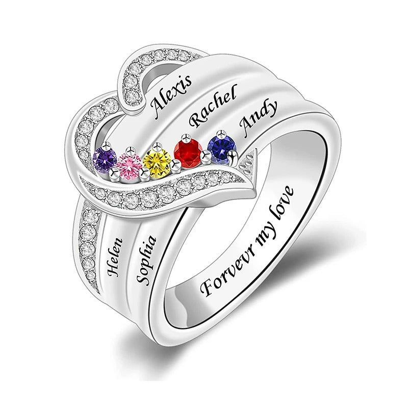 Custom Birthstone Name Ring