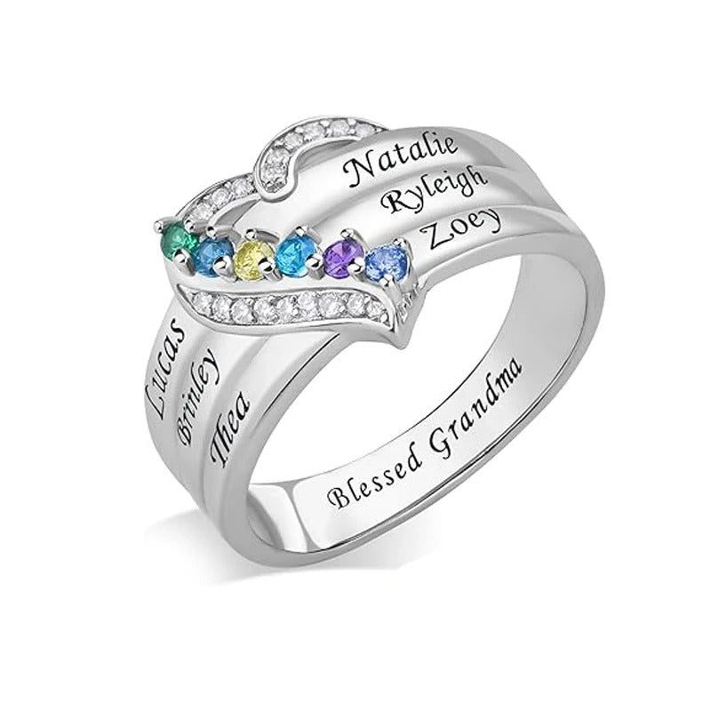 Custom Birthstone Name Ring