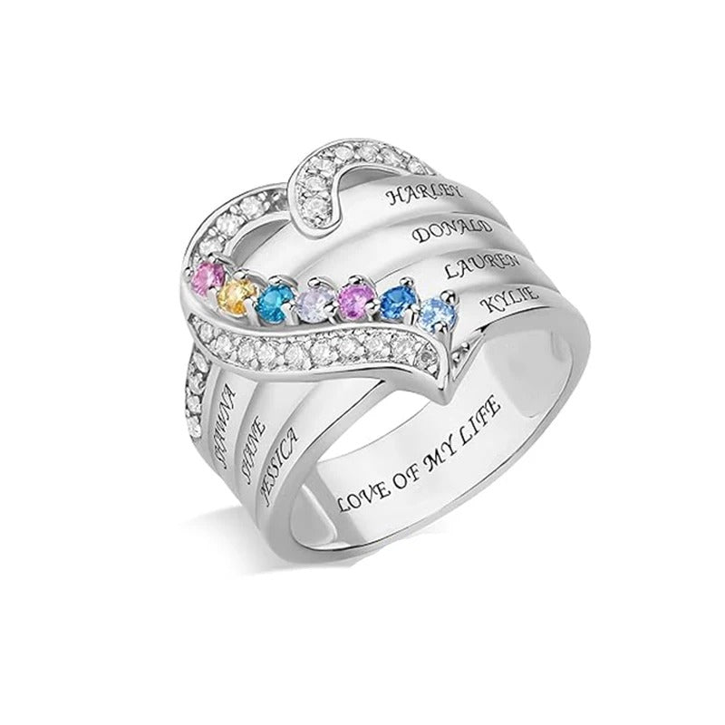 Custom Birthstone Name Ring