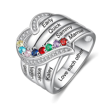 Custom Birthstone Name Ring