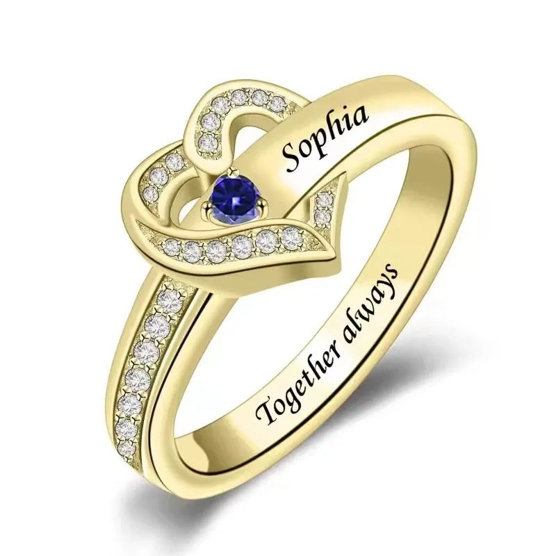 Custom Birthstone Name Ring