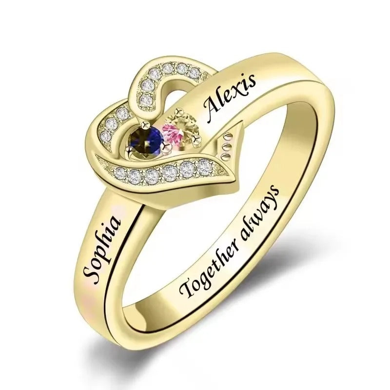 Custom Birthstone Name Ring
