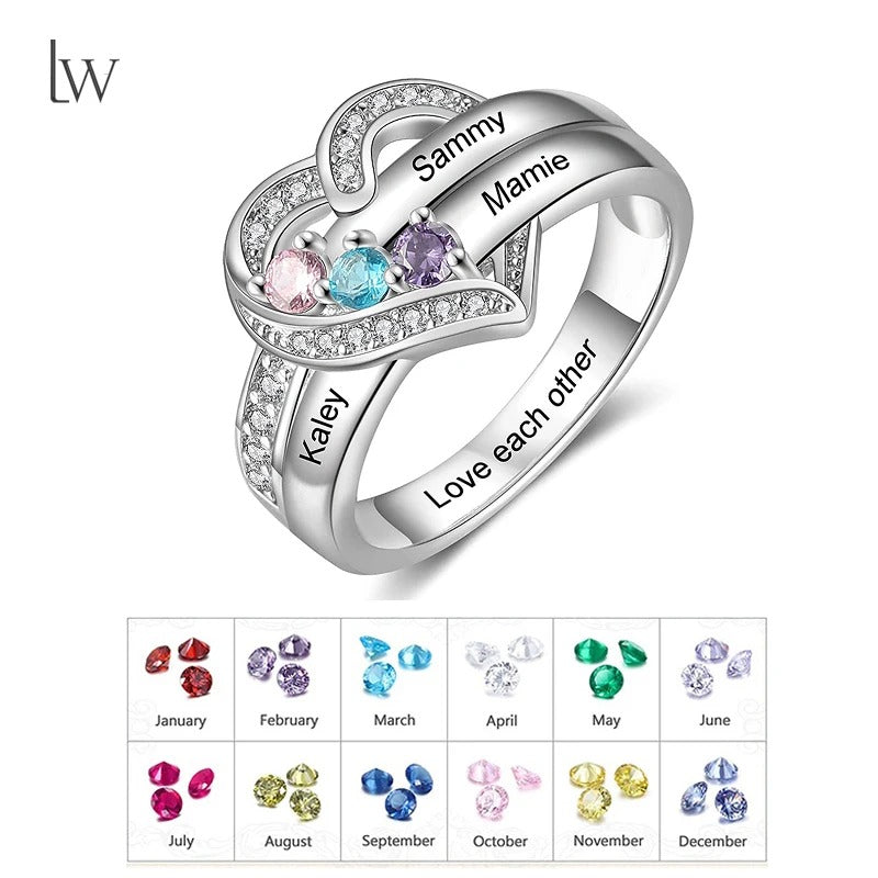 Custom Birthstone Name Ring