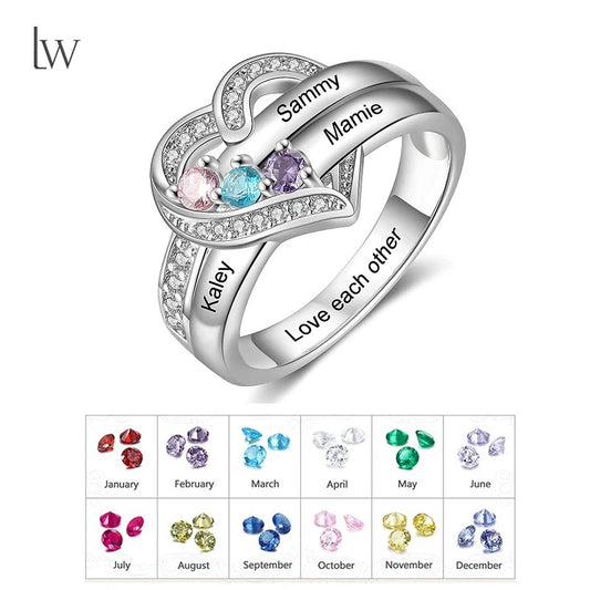 Custom Birthstone Name Ring