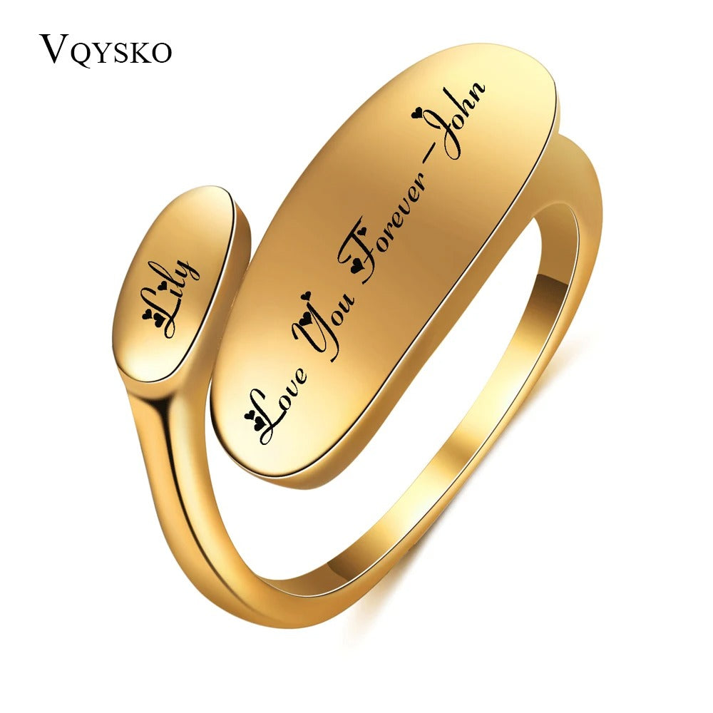 Personalized Geometric Gold Ring