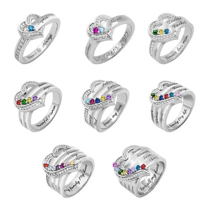 Custom Birthstone Name Ring