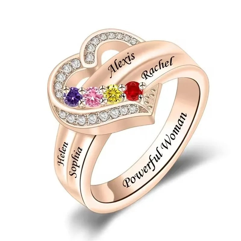 Custom Birthstone Name Ring