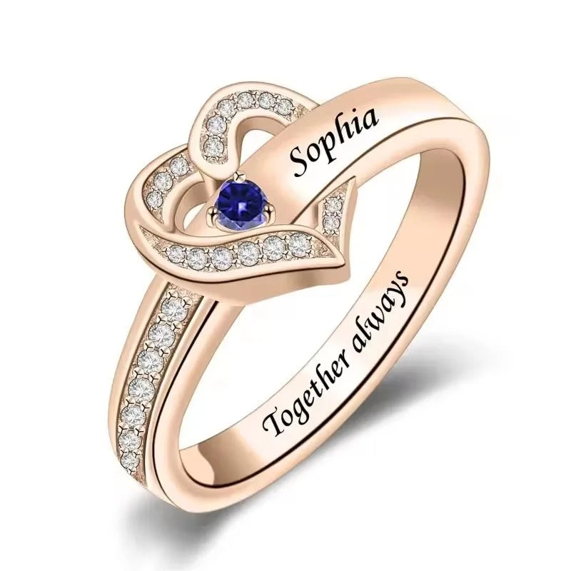 Custom Birthstone Name Ring